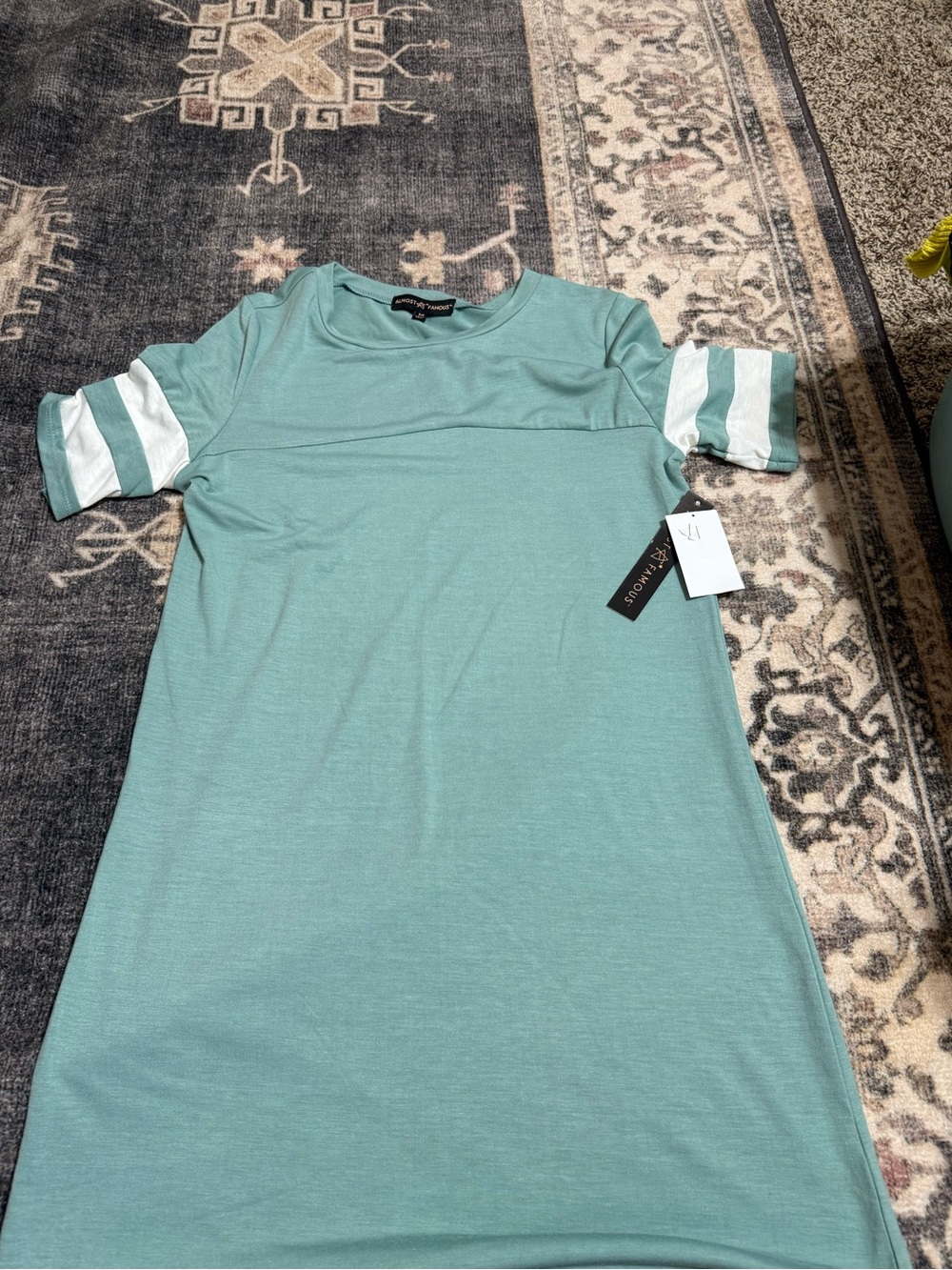 Almost Famous Mint Green Crewneck Tee Dress